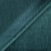 Teal corduroy fabric swatch, diagonally folded, displays vertical ribbing and a matte texture, with darker shadowed areas and lighter ridges.