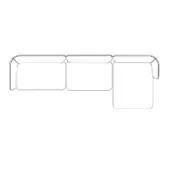 Modular sofa line drawing, white background, L-shape configuration, contemporary design, squared edges, studio presentation, model "comp. a l".