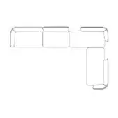 Modular sectional sofa line drawing, minimalist design, geometric form, four rectangular modules, one L-shaped module, white background.