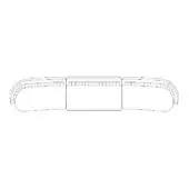 Modular sofa line drawing, neutral tone, three sections: rectangular center, curved arms, parallel line upholstery detail, geometric design.