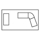 Room layout diagram with black lines on white, showing rectangular and angular shapes defining spatial arrangement and floor plan areas.