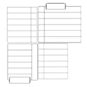 Data table graphic with white background, black lines forming a 2x2 grid, and rectangular boxes highlighting sections for organized data presentation.
