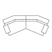 Sectional sofa line drawing, black and white, L-shape with armrest, rectangular cushions, modern minimalist design, modular configuration.