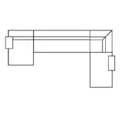 Geometric corner layout with three connected rectangular sections, featuring square end boxes and clean lines on a white background.