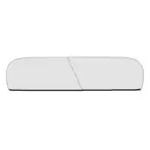 Sofa, light gray fabric, angular two-section design with rounded edges and a thin black base trim against a white backdrop.