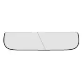 Curved gray diagram, black outline, diagonal division, technical illustration, rounded profile, white background, studio setting.