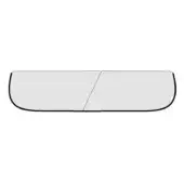 Curved gray illustration of an elongated form with a thick black border, diagonally divided planes, and a white background.