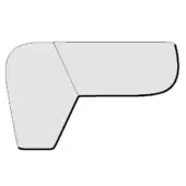 Gray architectural element, angular bracket shape, intersecting planes, dark gray outline, white background, studio lighting, geometric design.