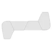 Modular seating gray interlocking sections form curved low lounge, smooth matte surfaces, rounded edges, angled connections, studio lighting.