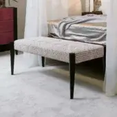 Exceptional BelMondo by Bellotti Ezio Frine bench with woven light beige and brown fabric and matte wooden legs