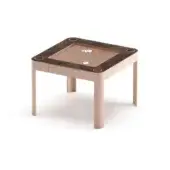 Superior Vismara Enigma multi-game table with printed back-lacquered glass and veneer wood, boasting a light matte frame with dark trim