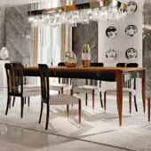 Distinguished BelMondo by Bellotti Ezio Lexington Avenue table crafted with glossy wood and sleek black apron with gold accents