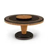 Distinguished BelMondo by Bellotti Ezio Lexington Avenue table with dark glossy tabletop and conical wood pedestal built in Italy