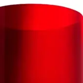 Red cylindrical form from Valentina collection, glossy finish, smooth surface, horizontal line detail, diffused lighting, white background.