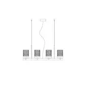 Quarzo suspension lamp, black line drawing, rectangular multi-light fixture with perforated cube diffusers and slender cylindrical stems.