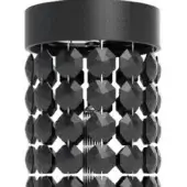 Odette Odile wall sconce, black ceramic and crystals, cylindrical tiered design with faceted octagonal elements and matte shade.