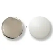 Nickel and white circular samples against white, separated by a plus sign, labeled with finish names.