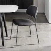 Superior Sovet Italia Soft chair with curved multi-layered wood and dark woven textile upholstery with matte finish
