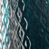 Woven teal and silver texture displaying a repeating diamond grid pattern with marbled resin and polished metallic elements, glossy finish.