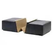 Black cube boxes with matte finish, one open revealing golden-bronze triangular interior, embossed text on side.