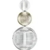 Stacked sphere pendant light, satin white, ribbed glass, and clear glass with metallic stems, from the Greta collection.