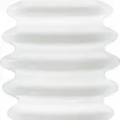 Blown white glass element, grand collier collection, features horizontally stacked, undulating links with translucent variations.
