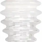 Glass shade, white, undulating form with concentric ridges from the Grand Collier collection, smooth glossy texture.