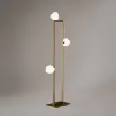 Elegant VENICEM Mondrian floor lamp with burnished brass metal and refined white Murano blown glass diffusers