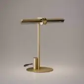 Superior VENICEM Optical table lamp in natural burnished brass with a smoke grey crystal triangular trihedron diffuser