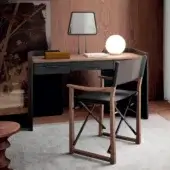 Distinguished 4 Mariani Clap chair crafted in Italy with dark charcoal textile upholstery and a smooth satin finish