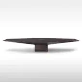 Elegant 4 Mariani Euclideo conference table with expansive dark brown wood veneer and satin finish built upon a central base