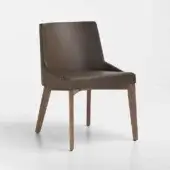 Distinguished 4 Mariani Moore chair crafted with satin-finished wood and medium brown synthetic upholstery for balanced elegance