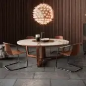 Distinguished 4 Mariani Nancy chair with chromed tubular steel frame and saddle leather in a warm reddish-brown satin finish