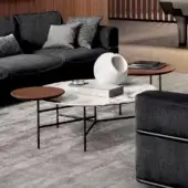 Superior 4 Mariani Twibe coffee table with a marble tabletop and black chromed steel frame