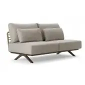 Exceptional Roberti Rattan Armàn sofa crafted in neutral beige woven Oval Trendyrope with a powder coated stainless steel frame