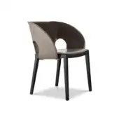 Sophisticated 4 Mariani Voile armchair with saddle leather upholstery and solid black walnut wood frame crafted with a smooth matte finish