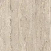 Travertine stone texture, beige and cream tones, vertical striations with subtle tonal shifts and a honed, granular surface.