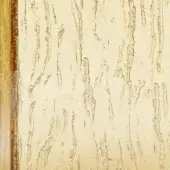 Amber laguna glass panel with textured, tree-bark pattern and metallic gold edge, displaying translucent amber tones and uneven light reflection.