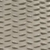 Bronze metal panel with repeating oval perforations arranged in a grid pattern, featuring narrow raised ridges and a muted sheen.