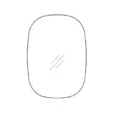 Abstract white form with black lines against white backdrop, asymmetrical rounded rectangle, smooth matte finish, studio lighting.