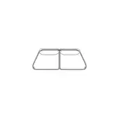 Double-tiered rectangular frame line drawing, white background, symmetrical trapezoidal shapes connected by a central vertical line, minimalist design.