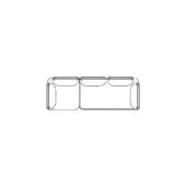 Rectangular storage unit line drawing, white background, three compartments, rounded top, angled brackets, technical illustration.