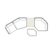 Beige sectional sofa line drawing, curved three-seat design with ottoman, minimalist style, black outline on white background.