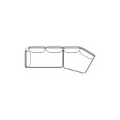 Modular sofa line drawing, white background, L-shape configuration with square and angled sections, modern furniture design schematic.