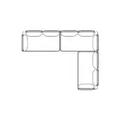 Sectional sofa line drawing, white background, right-angle configuration, modular design, rectangular segments, minimalist aesthetic.
