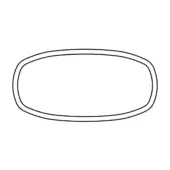 Double oval shape graphic, white lines on white background, clean consistent border, simple digital rendering, neutral flat composition.