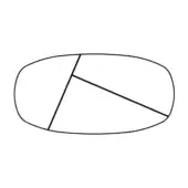 Abstract graphic of an oval shape with intersecting black lines dividing the interior into angular sections on a white background.