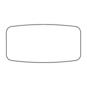 Minimalist white rectangle with rounded corners and a thin black border on a plain white background, simple graphic element.