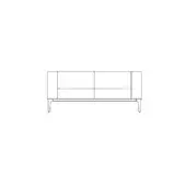 Sideboard line drawing, white background, rectangular form with recessed panels, tapered legs, minimalist design, clean horizontal structure.