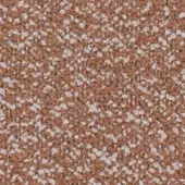 Fabric texture sample, brown and off-white, granular pattern with irregular particles and a matte finish, labeled "lago > vellus (fabric c) > v09".
